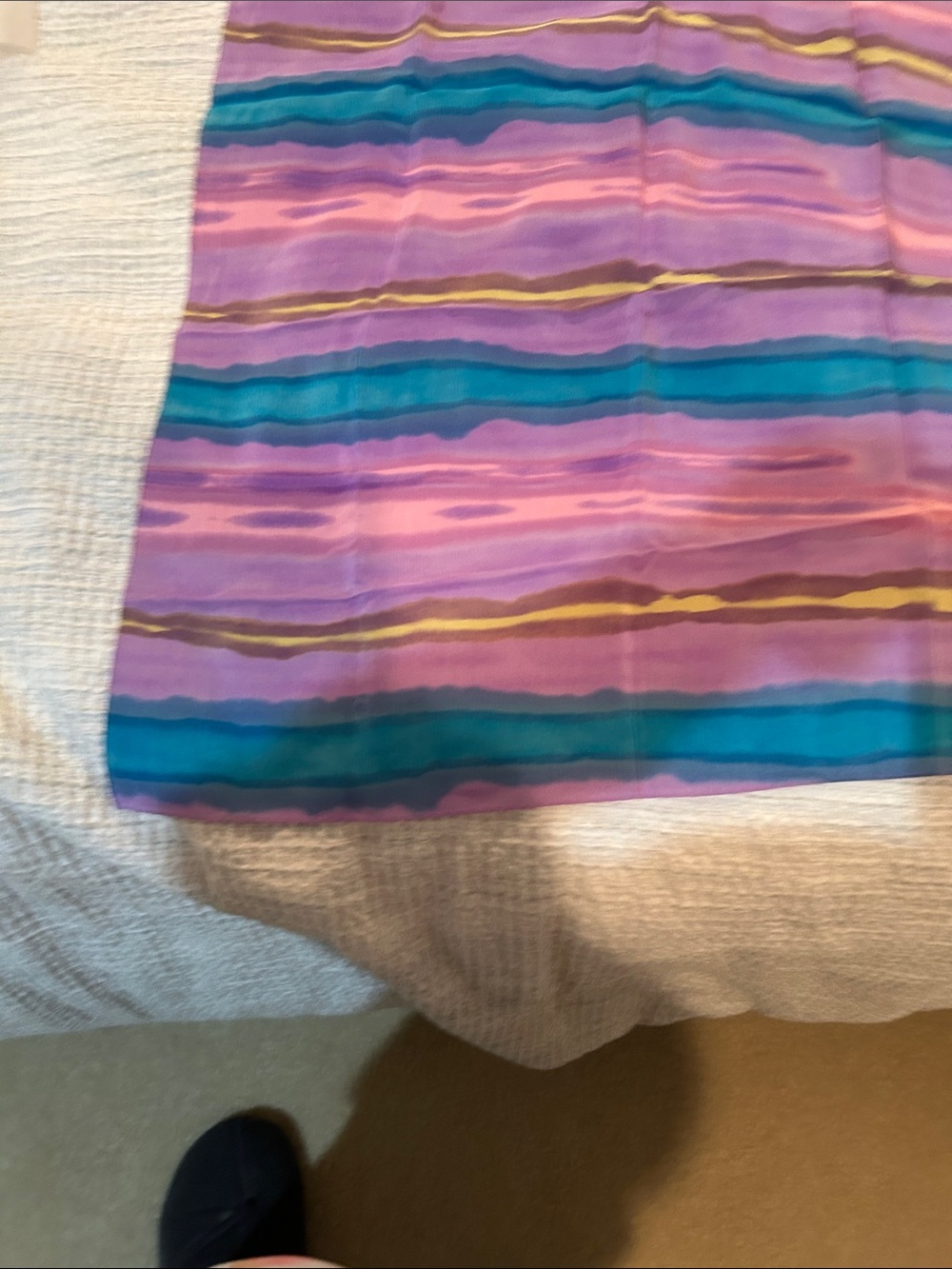 Ellen Tracy Multicolor Striped Scarf with Teal and Purple Accents